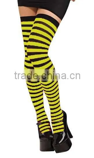 Yellow Stripes Halloween Thigh High Stockings
