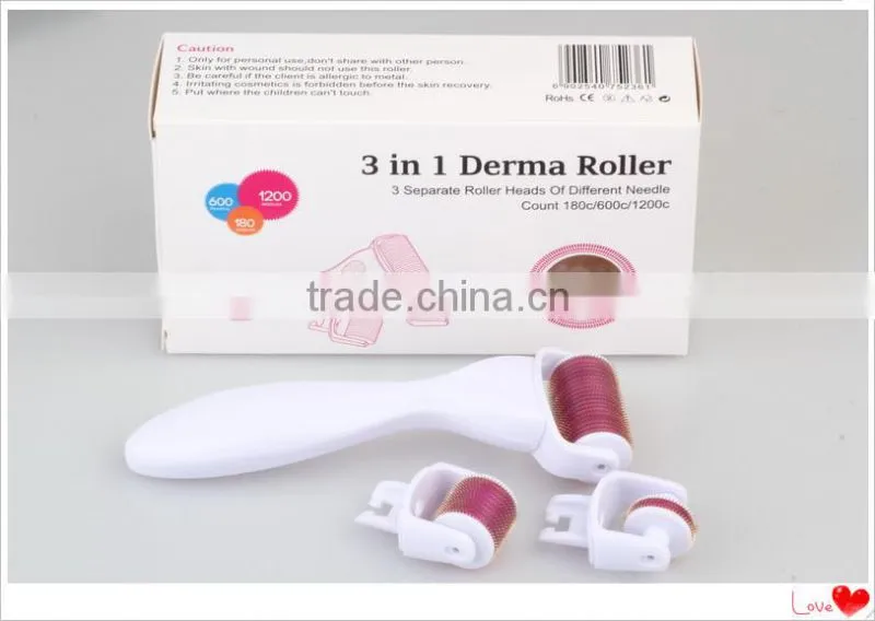 2015 newest 180/600/1200pins 3 in 1 derma roller