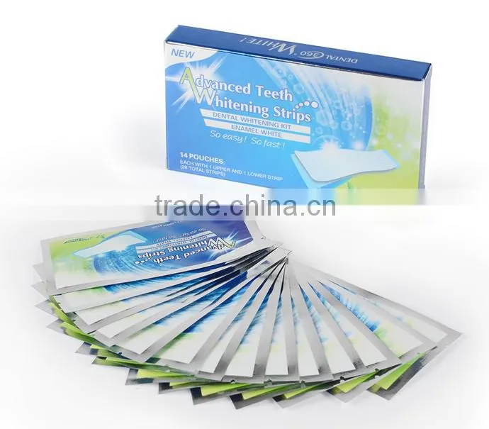 ( 28 pieces in a box- 14 Upper and 14 Lower ) Advanced Teeth Whitening Strips mint flavor dental whitening