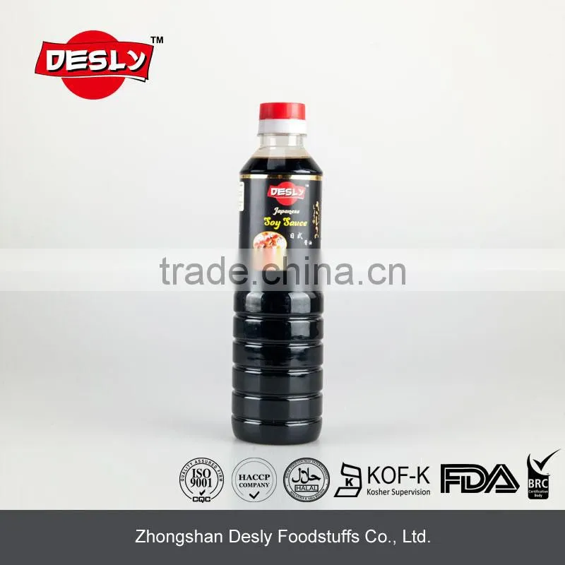 Desly brand premiun japanese soy sauce brands 500ml plastic packing