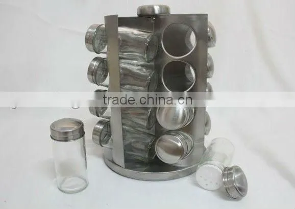 16 in 1 salt and pepper shaker set with stand,spice jar rack