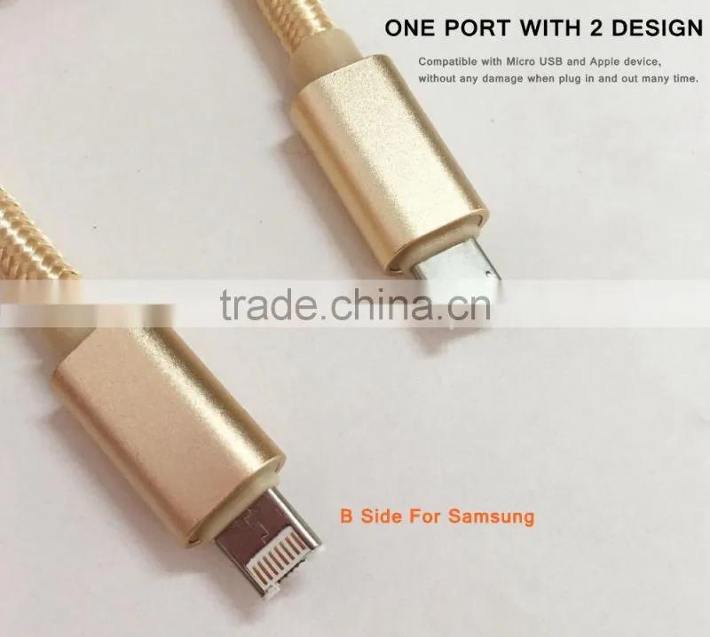 Factory price 2 in 1 data cable flexible usb multi charger data cable for iphone&Samsung
