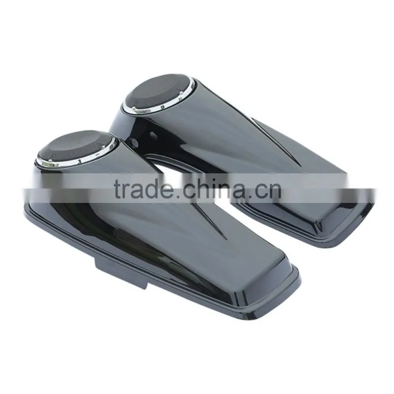 Black 6 1/2" Speaker Saddlebag Lids For Touring Road Street Glide 2014-17