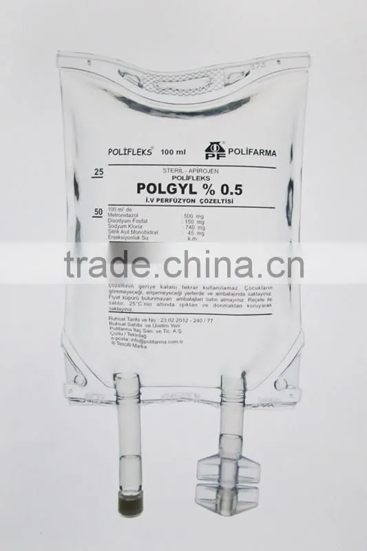 medical PVC Infusion bag/ PVC IV infusion bag (double tube )