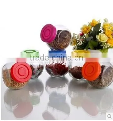 kitchen clear oval round glass jar for spices
