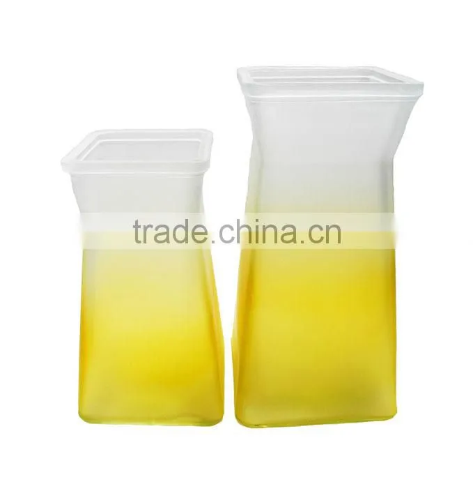 yellow glass decorative vase for flower