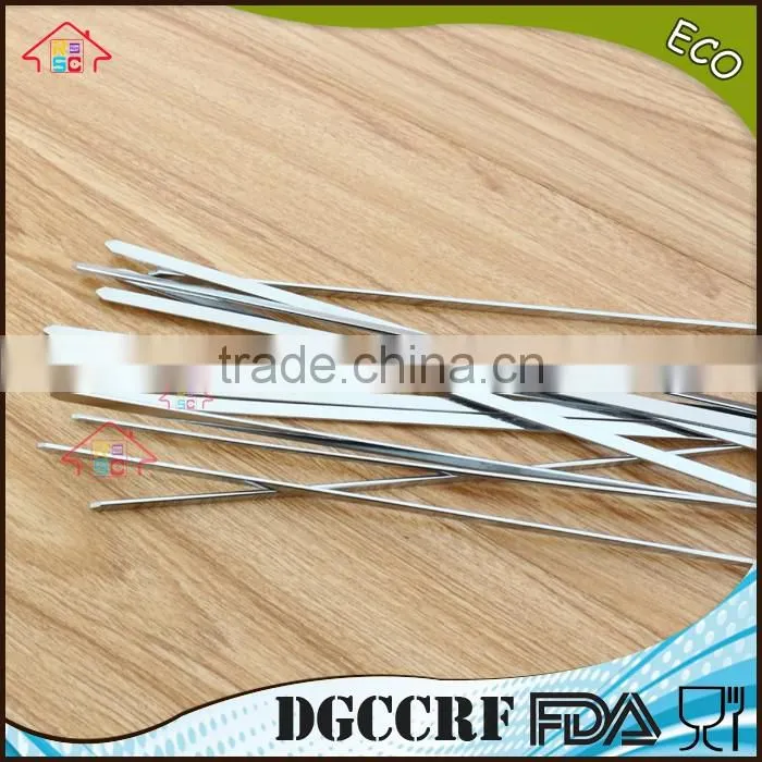 NBRSC BBQ Barbecue Skewers Needle Utensil Fork stainless steel Kebab Kabob Skewers, 39cm Ring-Tip Handle