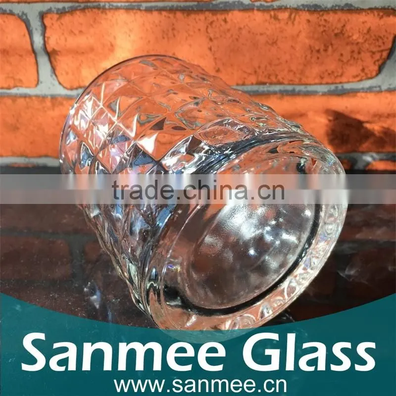 Hot Selling Diamond Pattern Glass Candle Holder
