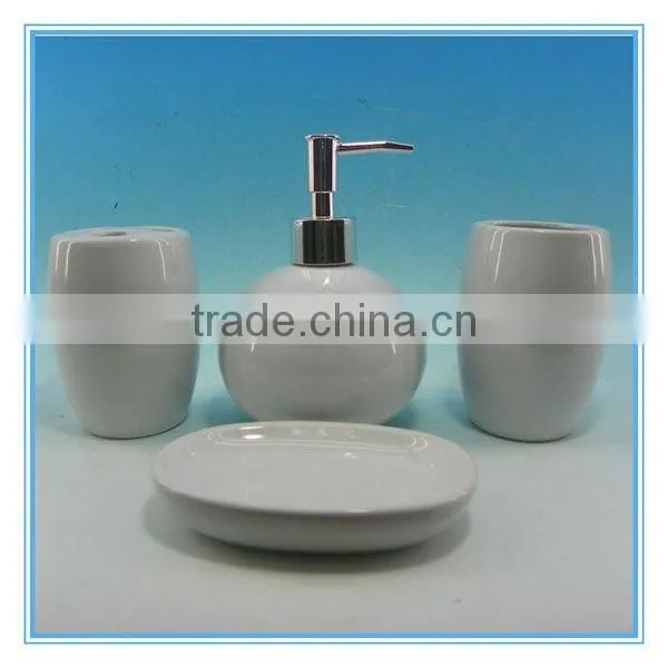 Hot sale mini round white dehua 4pcs ceramic novelty bathroom accessories