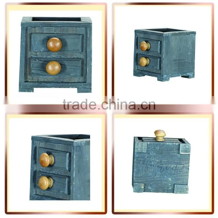 Offwhite Drawer Shaped Wooden Flower Planter