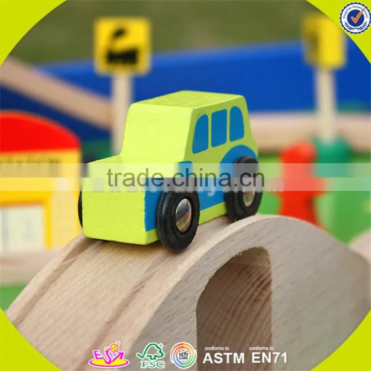 Wholesale arrival wooden railway train toy fashion wooden railway train set roller coaster track table toy W04C009A