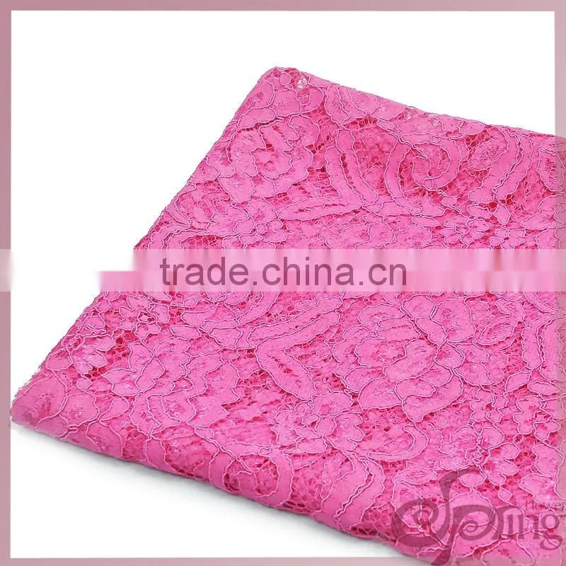 2016 new arrival hign quality cord lace in azalea for evening dress, fashion dress