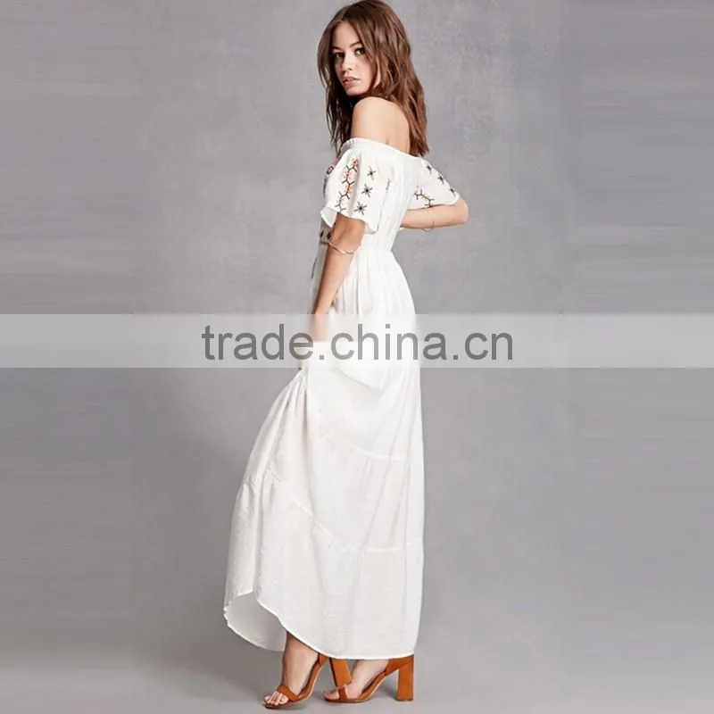 Wholesale Mexican Dresses Women Summer Floral Embroidery Maxi Dress HSD9975