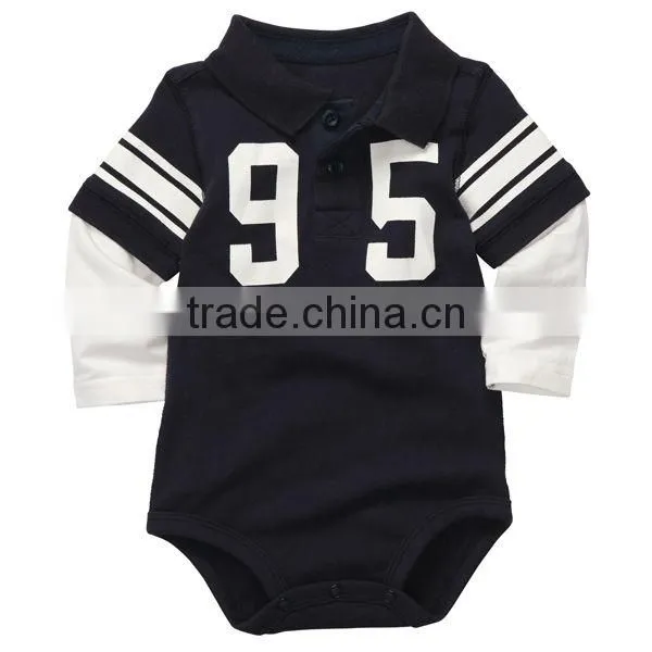 Baby Layered-Look sleeve Varsity Polo Bodysuit