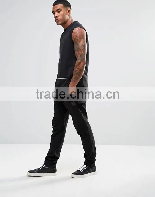OEM wholesale men stylish zip pocket sleeveless sweatshirt