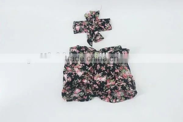 Wholesale Solid Yellow Ruffle Shorts Toddler Baby Girls Soft Cotton Pants