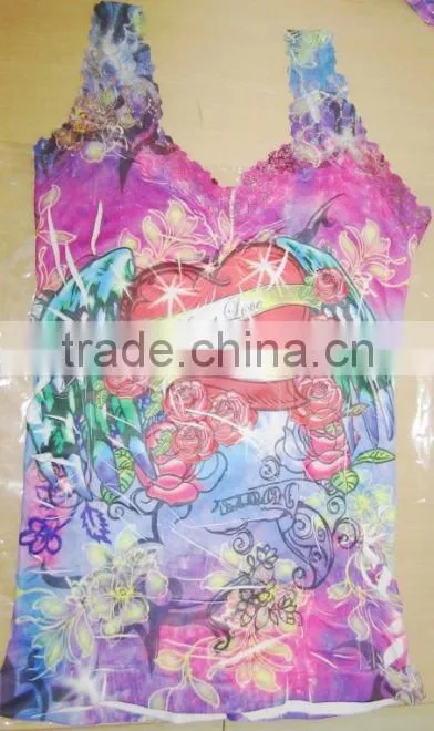 colorful printting seamless lady fashion vest top