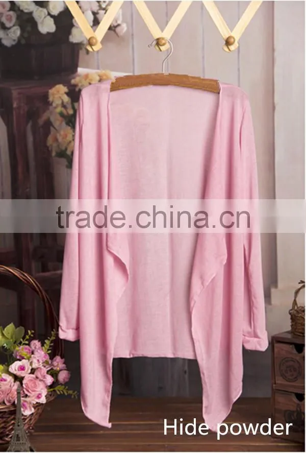 Korea sex long sleeve without button Sun protection clothing breathable summer thin women chiffon