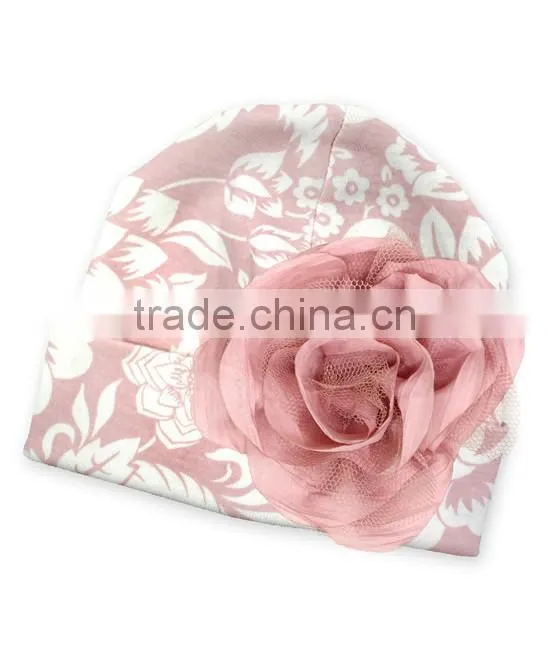 2016 Pink Flower Baby Beanie Printed Infant Hat Cute Softly Toddler Beanies KC90421-34