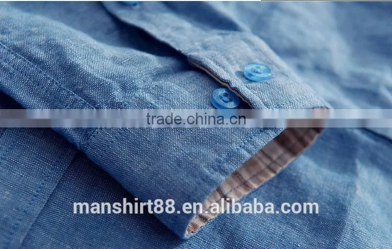 2016 new style roll up sleeve Mandarin collar linen cotton shirts for men