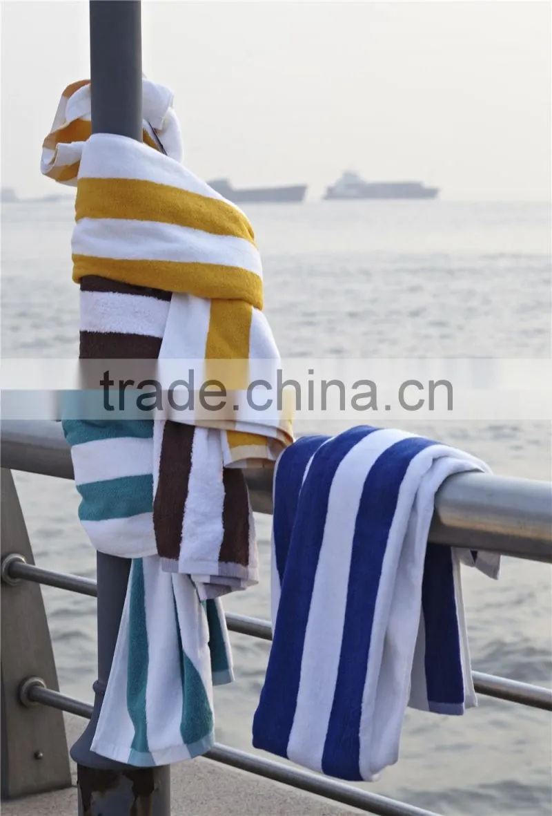 wholesale hotel all cotton yellow and white stripe Swimming towel beach towels