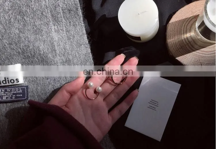 2PCS/Set Contracted design Beautiful and Elegant Pearl Zircon Women's Pearl Finger Ring
