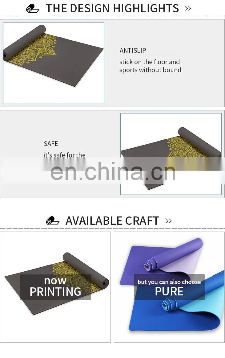 wholesale exercise folding anti slip rubber floating gym printed gymnastics mats