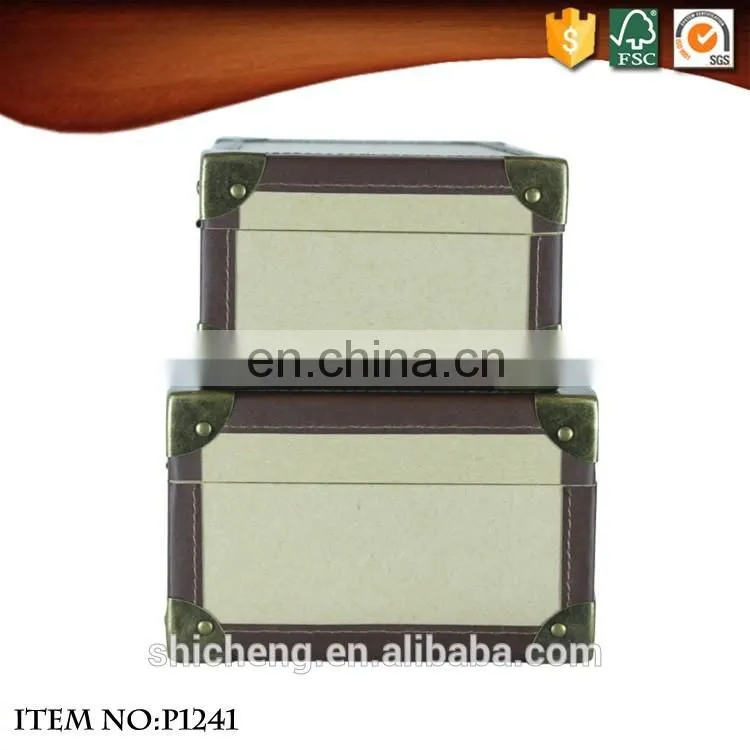 Retro High Quality Kraft Paper Suitcase with Handle