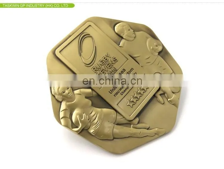gold metal medal for rugby football