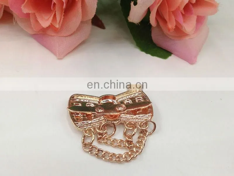 hot sell skull butterfly rose gold color metal garment accessories sew on or pin on or nail on clothing bags or shoes
