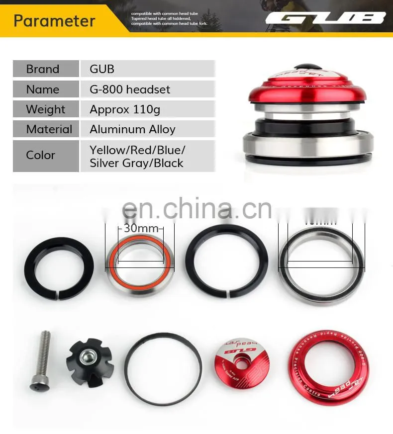 Gub G-800 Threadless Headset Mountain Road Bicycle Taper Hidden HeadSet