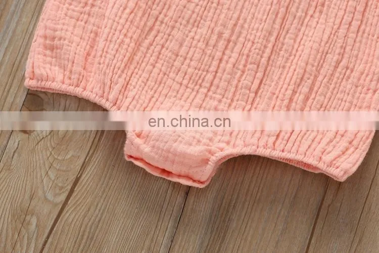 Wholesale Fashion Romper Full Sleeve Ruffle Flower Embroidery Baby Linen Romper