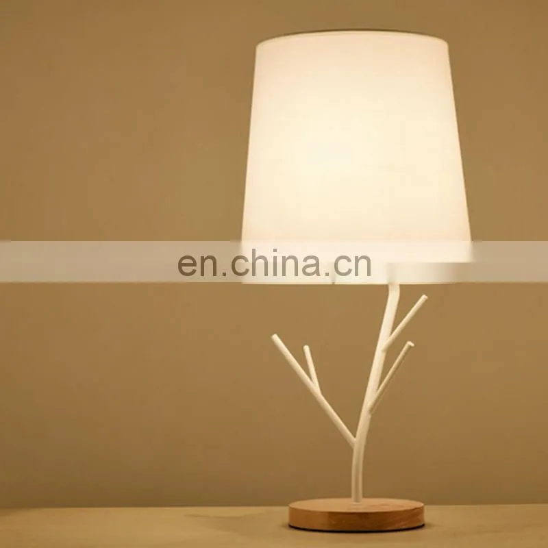 Restaurant hotel simple led table lamp bedroom bed warm table lamp high-grade study room led fabric table lamp