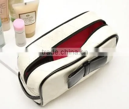 Dazzling PVC zipper closure cosmetic bag with black trim and decorations