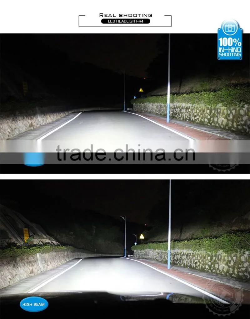 Recently new product R4 led headlight D2S H1 H3 H4(9003) H7 H8/9/11 LED Lamp Type and 12V Voltage for BMW LED head lamp