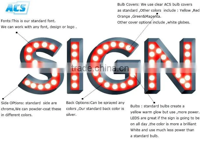ACS White light led bulbs frontlit love 3d letters