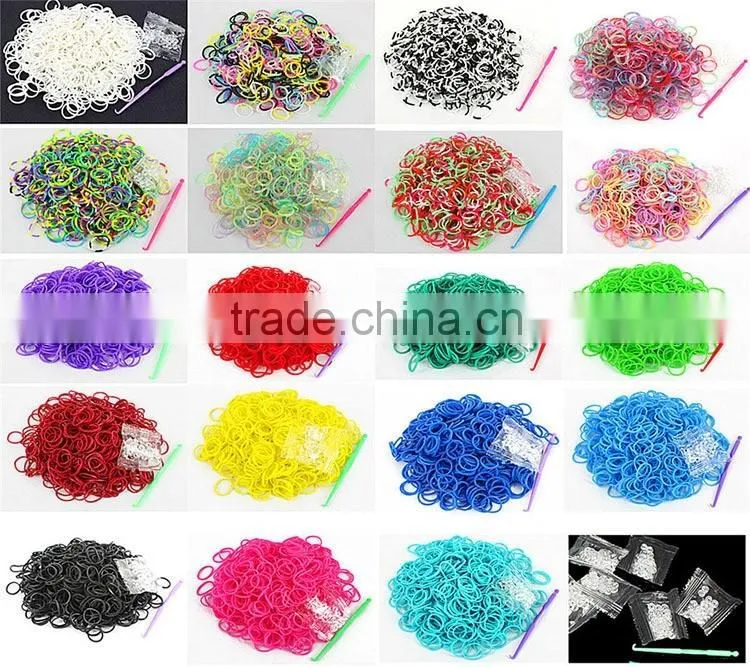 Popular colorful rainbow bands rubber kids kit bands 200/300/600pcs factory OEM cheap price