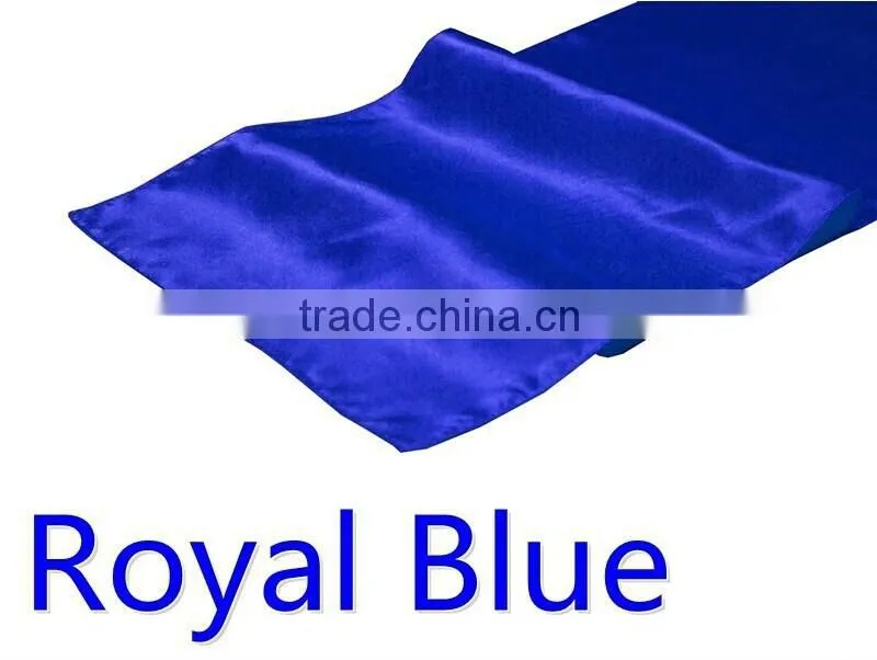 hot selling ployester satin table runner for wedding decoration, royal blue color