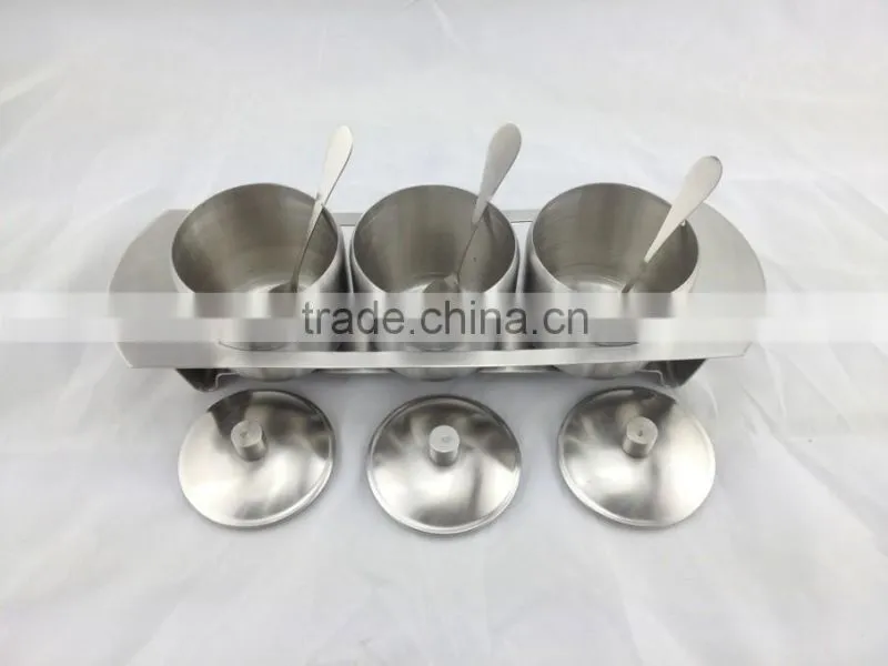 3pcs stainless steel spice bottle with spoon set