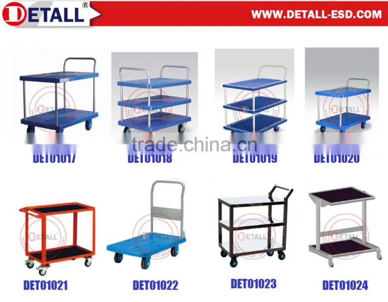 Multifunctional ESD modular trolley with shelf and perforated tool panels