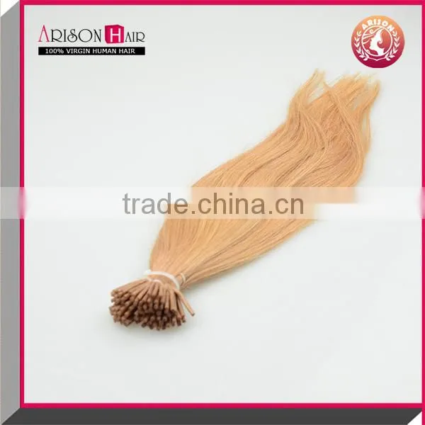 Arisonhair wholesale product keratin tipped i tip hair extension brazilian virgin human blonde pre-bonded hair extension