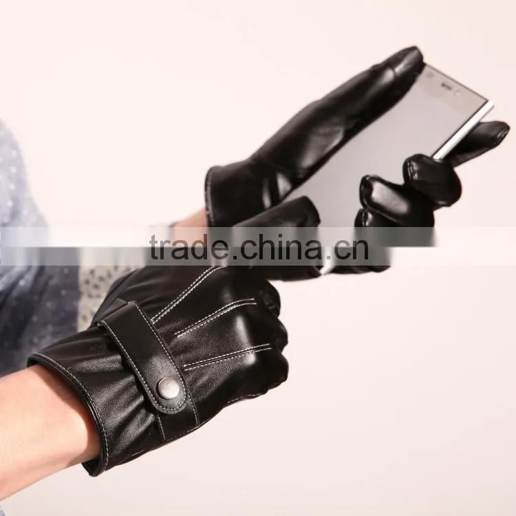 Leather Touch Screen Gloves , Use Device While Keeping Hands Warm ,Full Finger gloves