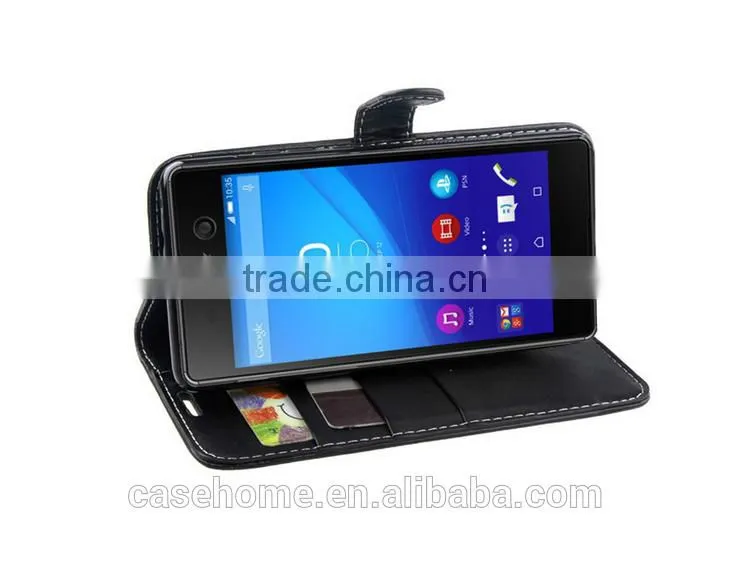 Professional OEM manufacturer provide customized stand wallet case for Sony Xperia M5