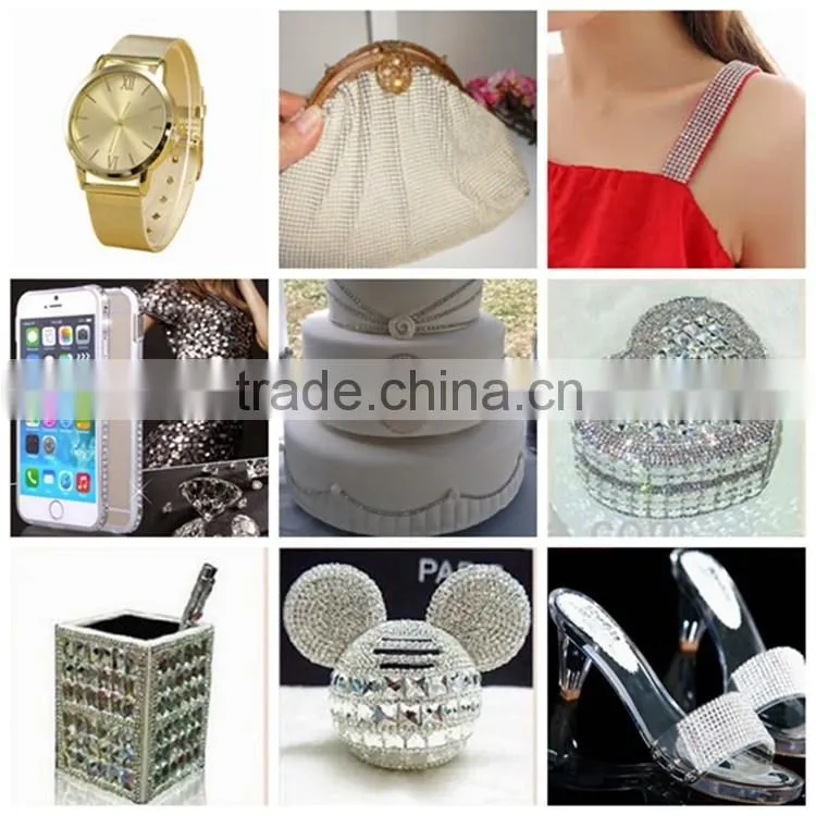 120X45cm ALUMINUM MESH RHINESTONE WITH GLUE BACK HOT FIX