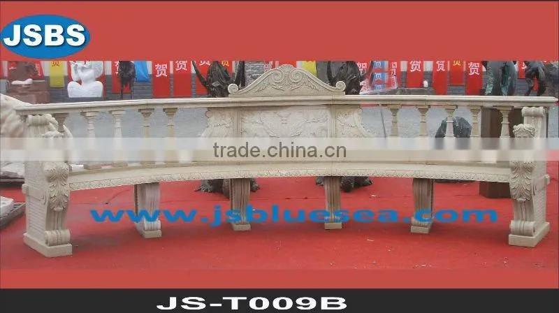 White marble long bench carving