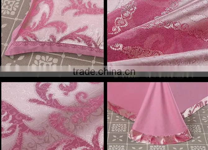 Wedding suite red roses optimal silk satin jacquard Bedding Set