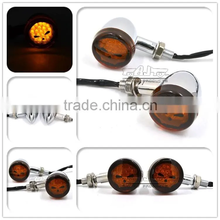 BJ-SL-062 Universal E-Mark Chrome Aluminum Amber Motorbike LED Light Motorcycle Turn Signal