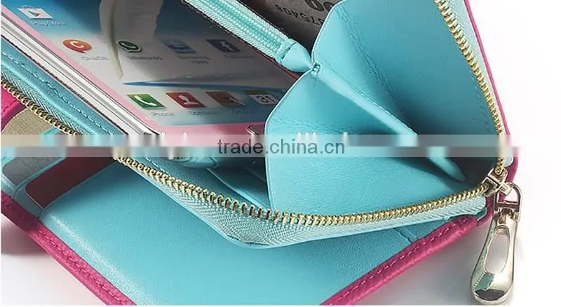 2015 new design promotion pretty leather zipper women wallets with card slots