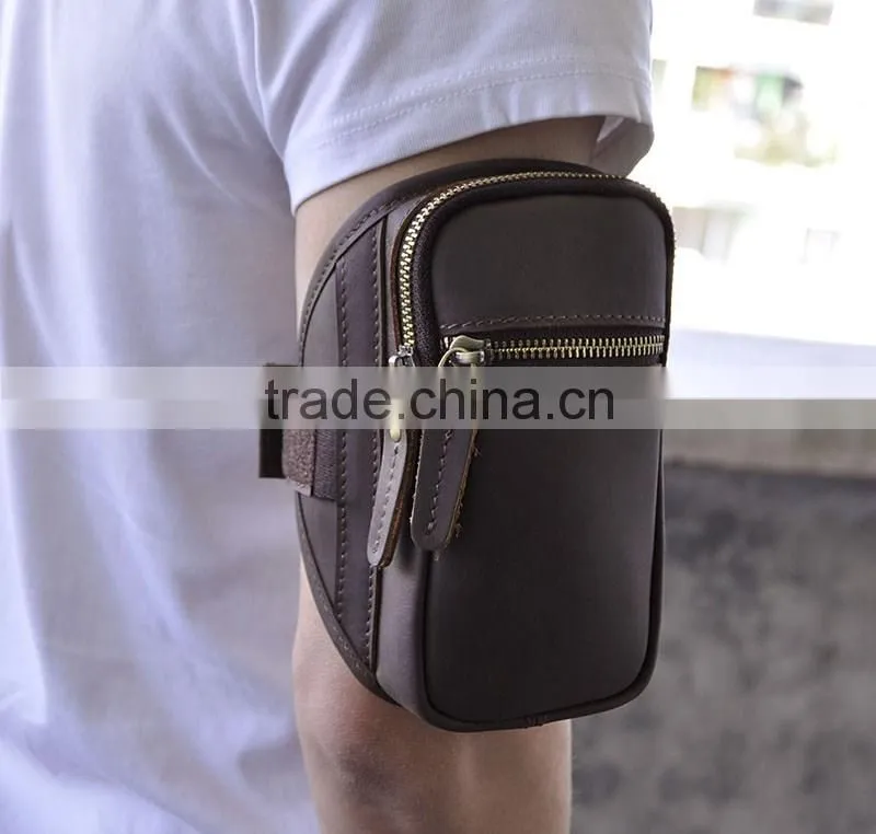 Fashion leisure genuine leather retro arm bag for running or fitness