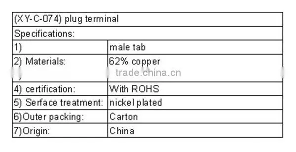 (XY-C-074) plug terminal with UL certification